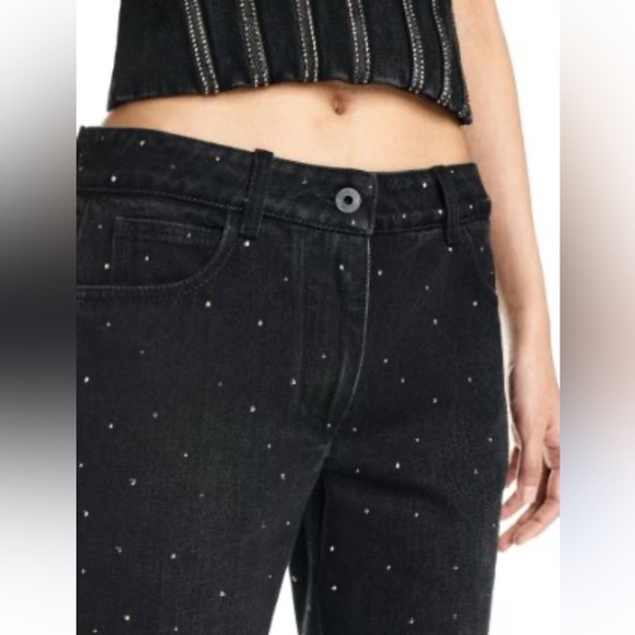 Zara girls black sparkle high rise straight leg denim jeans size 11-12 - Picture 1 of 10